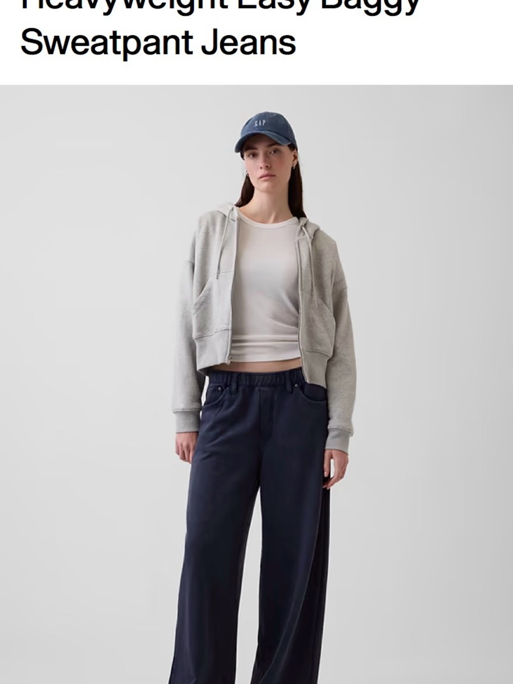Gap Navy Wide-Leg Sweatpant Jeans
